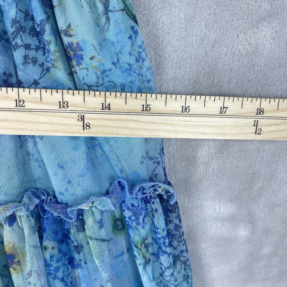 Lapis Fairy Garden Smocked Tiered Floral Midi Skirt Small Y2K Cottagecore Boho - Picture 15 of 16